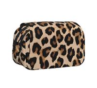 ESNAIUVCD Leopard Patterned Wallpaper Print Large Capacity Double Layer Pen Bag,Suitable for Boys, Girls and Adults,This Office Pen Bag with Compartment Design