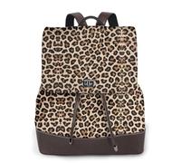 ESNAIUVCD Leopard Patterned Wallpaper Print Women Backpack Waterproof Anti-Theft Lightweight Pu Fashion Leather Nylon School Shoulder Bag Travel Backpack