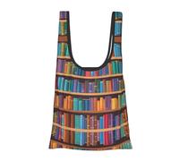 ESNAIUVCD Library Bookshelf Print Reusable, Foldable,Washable Grocery Bags Foldable In A Pouch Eco Tote Shopping Bag,Daily Shopping Loading