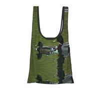 ESNAIUVCD Loon Nature Bird Print Reusable, Foldable,Washable Grocery Bags Foldable In A Pouch Eco Tote Shopping Bag,Daily Shopping Loading