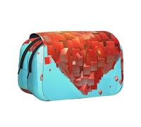 ESNAIUVCD Love Heart Cubes Print Large Capacity Double Layer Pen Bag,Suitable for Boys, Girls and Adults,This Office Pen Bag with Compartment Design