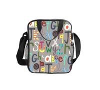 ESNAIUVCD Lovely Cartoon English Letters Print Men Women Transparent Pvc Shopping Bag Waterproof See Through Bag,With Handles For Lunch