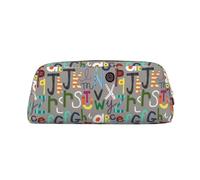 ESNAIUVCD Lovely Cartoon English Letters Print Pencil Bag Zipper Large Pencil Bag Work Travel - Multifunctional Pencil Case,Makeup Bag