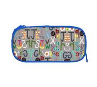 ESNAIUVCD Lovely Cartoon English Letters Print Zipper Large Pencil Case,Durable Stationery Pencilcase Bag,Multifunctional Pencilcase Bag Penbag for School College Office Adult Girls and Boys