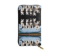 ESNAIUVCD Lovely Husky Print Genuine Leather Women's,Men's Wallets,Multi-Functionclutch Purse,Zip Around Large Travel â€‹Mobile Phone Long â€‹Money Purses