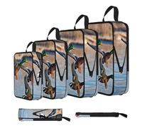 ESNAIUVCD Mallard Ducks Print 4 Set Compression Packing Cubes for Suitcases,Expandable Storage Bags Organizers