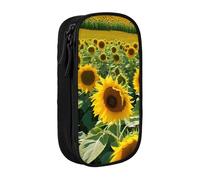 ESNAIUVCD Many Beautiful Sunflowers Print Pencil Case Coin Key Card Bag Purse Large Pen Pouch for Kids Boys School Office