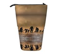 ESNAIUVCD Many Zombie Print Personalized Retractable Pencil Case, Custom Signature Name Pencil Pouch for Students Kids Adults for School Office