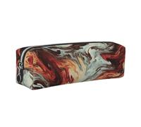 ESNAIUVCD Marble Mixed Brown Print Leather Pencil Case Zippered Pouch Portable Large Capacity Stationery Organizer Cosmetic Bag for School Office(2pcs)