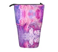 ESNAIUVCD Marble Purple Colorful Print Personalized Retractable Pencil Case, Custom Signature Name Pencil Pouch for Students Kids Adults for School Office