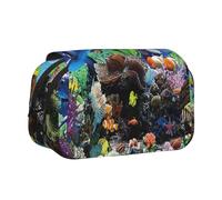 ESNAIUVCD Marine Life Print Large Capacity Double Layer Pen Bag,Suitable for Boys, Girls and Adults,This Office Pen Bag with Compartment Design