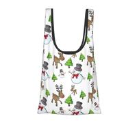 ESNAIUVCD Merry Christmas Happy Print Reusable, Foldable,Washable Grocery Bags Foldable In A Pouch Eco Tote Shopping Bag,Daily Shopping Loading