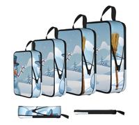ESNAIUVCD Merry Christmas Print Print 4 Set Compression Packing Cubes for Suitcases,Expandable Storage Bags Organizers