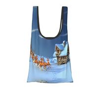 ESNAIUVCD Merry Christmas Print Reusable, Foldable,Washable Grocery Bags Foldable In A Pouch Eco Tote Shopping Bag,Daily Shopping Loading