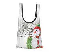 ESNAIUVCD Merry Christmas Print Reusable, Foldable,Washable Grocery Bags Foldable In A Pouch Eco Tote Shopping Bag,Daily Shopping Loading