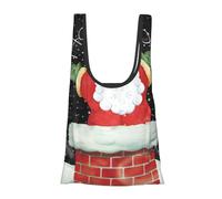 ESNAIUVCD Merry Christmas Santa Print Reusable, Foldable,Washable Grocery Bags Foldable In A Pouch Eco Tote Shopping Bag,Daily Shopping Loading