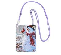 ESNAIUVCD Merry Christmas Snow Man And Birds Print Carry A Mobile Phone Bag Diagonally,Crossbody Bag,Suitable For Carrying Mobile Phone Change, Etc