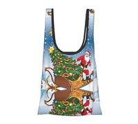 ESNAIUVCD Merry Xmas Print Reusable, Foldable,Washable Grocery Bags Foldable In A Pouch Eco Tote Shopping Bag,Daily Shopping Loading