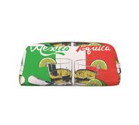 ESNAIUVCD Mexico Flag and Tequila Print Pencil Bag Zipper Large Pencil Bag Work Travel - Multifunctional Pencil Case,Makeup Bag