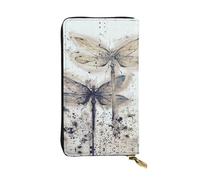 ESNAIUVCD Modern Dragonfly Print Genuine Leather Women's,Men's Wallets,Multi-Functionclutch Purse,Zip Around Large Travel â€‹Mobile Phone Long â€‹Money Purses