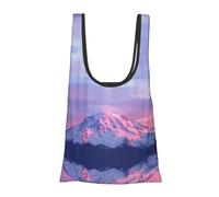 ESNAIUVCD Mount At Sunset Print Reusable, Foldable,Washable Grocery Bags Foldable In A Pouch Eco Tote Shopping Bag,Daily Shopping Loading