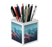 ESNAIUVCD Mountain Ranges Print Building Block Pen Holder - Pencil Holder for Desk/Classroom,Desk Accessories, Multifunctional Office Supplies Pen Organizer Pencil Cups(2pcs)