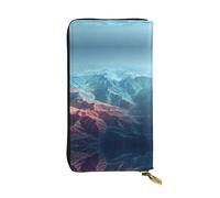ESNAIUVCD Mountain Ranges Print Genuine Leather Women's,Men's Wallets,Multi-Functionclutch Purse,Zip Around Large Travel â€‹Mobile Phone Long â€‹Money Purses