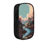 ESNAIUVCD Mountains and Rivers Print Pencil Case Coin Key Card Bag Purse Large Pen Pouch for Kids Boys School Office