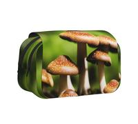 ESNAIUVCD Mushroom Print Large Capacity Double Layer Pen Bag,Suitable for Boys, Girls and Adults,This Office Pen Bag with Compartment Design