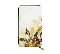 ESNAIUVCD Music Roses Romantic Print Genuine Leather Women's,Men's Wallets,Multi-Functionclutch Purse,Zip Around Large Travel â€‹Mobile Phone Long â€‹Money Purses