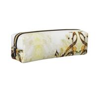 ESNAIUVCD Music Roses Romantic Print Leather Pencil Case Zippered Pouch Portable Large Capacity Stationery Organizer Cosmetic Bag for School Office2pcs