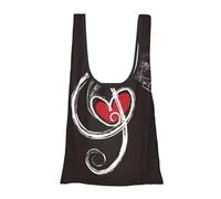 ESNAIUVCD Music Symbols Love Print Reusable, Foldable,Washable Grocery Bags Foldable In A Pouch Eco Tote Shopping Bag,Daily Shopping Loading