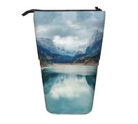 ESNAIUVCD Natural Mountain Landscape Print Personalized Retractable Pencil Case, Custom Signature Name Pencil Pouch for Students Kids Adults for School Office