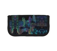 ESNAIUVCD Neon-Lit Cityscape Print Pencil Case Big Capacity Pencil Bag Makeup Pouch Durable Students Stationery with Double Zipper for School/Office