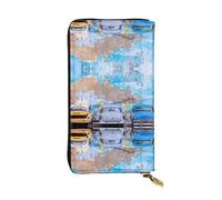 ESNAIUVCD Old Car Dilapidated Wall Print Genuine Leather Women's,Men's Wallets,Multi-Functionclutch Purse,Zip Around Large Travel â€‹Mobile Phone Long â€‹Money Purses