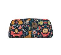 ESNAIUVCD Owl Rabbit Birds Fox Print Pencil Bag Zipper Large Pencil Bag Work Travel - Multifunctional Pencil Case,Makeup Bag