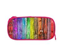 ESNAIUVCD Paint Wooden Boards Print Zipper Large Pencil Case,Durable Stationery Pencilcase Bag,Multifunctional Pencilcase Bag Penbag for School College Office Adult Girls and Boys