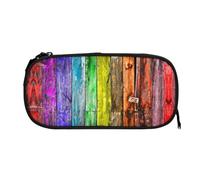 ESNAIUVCD Paint Wooden Boards Print Zipper Large Pencil Case,Durable Stationery Pencilcase Bag,Multifunctional Pencilcase Bag Penbag for School College Office Adult Girls and Boys