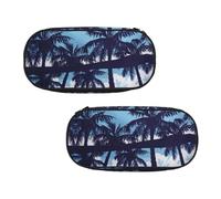ESNAIUVCD Palm Tree Blue Print Portable Pencil Pen Case Print Stationery Storage Bag Pouch Purse for Teenage Boys Student