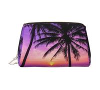 ESNAIUVCD Palm Trees at Sunset Print Makeup Bag, Cosmetic Bag,Women Pu Leather Cosmetic Bags with Wrist Strap Travel Toiletry Pouch Makeup Bag