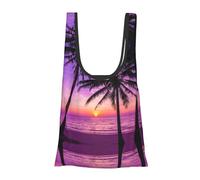 ESNAIUVCD Palm Trees At Sunset Print Reusable, Foldable,Washable Grocery Bags Foldable In A Pouch Eco Tote Shopping Bag,Daily Shopping Loading