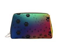 ESNAIUVCD Paw Prints Pattern Print Makeup Bag, Cosmetic Bag,Women Pu Leather Cosmetic Bags with Wrist Strap Travel Toiletry Pouch Makeup Bag