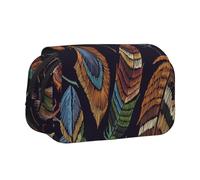 ESNAIUVCD Peacock Feather Print Large Capacity Double Layer Pen Bag,Suitable for Boys, Girls and Adults,This Office Pen Bag with Compartment Design