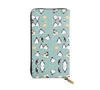 ESNAIUVCD Penguin Balloon Snowflake Print Genuine Leather Women's,Men's Wallets,Multi-Functionclutch Purse,Zip Around Large Travel â€‹Mobile Phone Long â€‹Money Purses