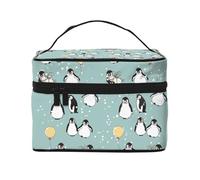 ESNAIUVCD Penguin Balloon Snowflake Print Toiletry Bag Large Cosmetic Bag Travel Makeup Bag Organizer for Women
