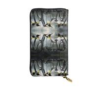 ESNAIUVCD Penguin Family Print Genuine Leather Women's,Men's Wallets,Multi-Functionclutch Purse,Zip Around Large Travel â€‹Mobile Phone Long â€‹Money Purses