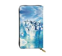 ESNAIUVCD Penguins Print Genuine Leather Women's,Men's Wallets,Multi-Functionclutch Purse,Zip Around Large Travel â€‹Mobile Phone Long â€‹Money Purses