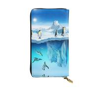 ESNAIUVCD Penguins Print Genuine Leather Women's,Men's Wallets,Multi-Functionclutch Purse,Zip Around Large Travel â€‹Mobile Phone Long â€‹Money Purses