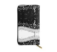 ESNAIUVCD Piano Keys with Musical Notes Print Genuine Leather Women's,Men's Wallets,Multi-Functionclutch Purse,Zip Around Large Travel â€‹Mobile Phone Long â€‹Money Purses