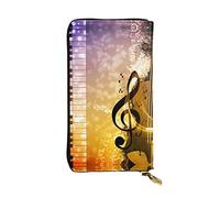ESNAIUVCD Piano Violin Music Notes Print Genuine Leather Women's,Men's Wallets,Multi-Functionclutch Purse,Zip Around Large Travel ​Mobile Phone Long ​Money Purses